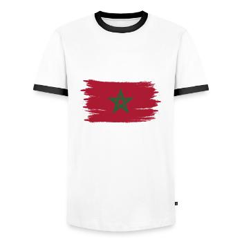 Maroc drapeau grunge t-shirt - T-shirt contrasté Homme - blanc/noir - Devant - AI Model Female 172 light (172cm) & AI Model Male 178 dark (178cm)