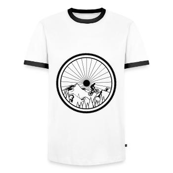 Paysage de vélo de montagne - T-shirt contrasté Homme - blanc/noir - Devant - AI Model Female 172 light (172cm) & AI Model Male 178 dark (178cm)