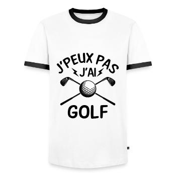 J'peux pas j'ai golf - T-shirt contrasté Homme - blanc/noir - Devant - AI Model Female 172 light (172cm) & AI Model Male 178 dark (178cm)