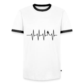 Biathlon Winter Sports Biathlete Heartbeat ECG - Men's Ringer Shirt - white/black - Front - AI Model Female 172 light (172cm) & AI Model Male 178 dark (178cm)