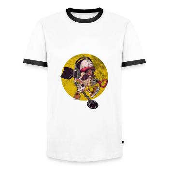 Probe goers probing metal detector comic - Men's Ringer Shirt - white/black - Front - AI Model Female 172 light (172cm) & AI Model Male 178 dark (178cm)