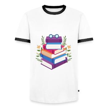livres cadeau lire le livre - T-shirt contrasté Homme - blanc/noir - Devant - AI Model Female 172 light (172cm) & AI Model Male 178 dark (178cm)