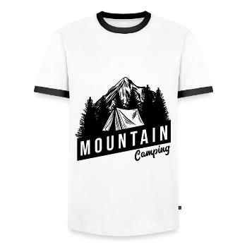 mountain tent camping - Men's Ringer Shirt - white/black - Front - AI Model Female 172 light (172cm) & AI Model Male 178 dark (178cm)