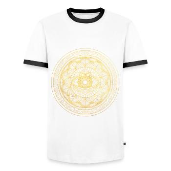 Handgezeichnetes verziertes Mandala Drittes Auge - Männer Kontrast-T-Shirt - Weiß/Schwarz - Vorne - AI Model Female 172 light (172cm) & AI Model Male 178 dark (178cm)