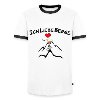 Ich liebe Berge - Männer Kontrast-T-Shirt - Weiß/Schwarz - Vorne - AI Model Female 172 light (172cm) & AI Model Male 178 dark (178cm)