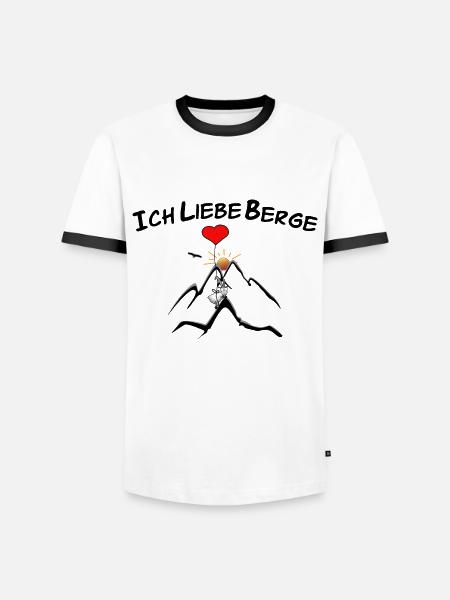 Ich liebe Berge - Männer Kontrast-T-Shirt - Weiß/Schwarz