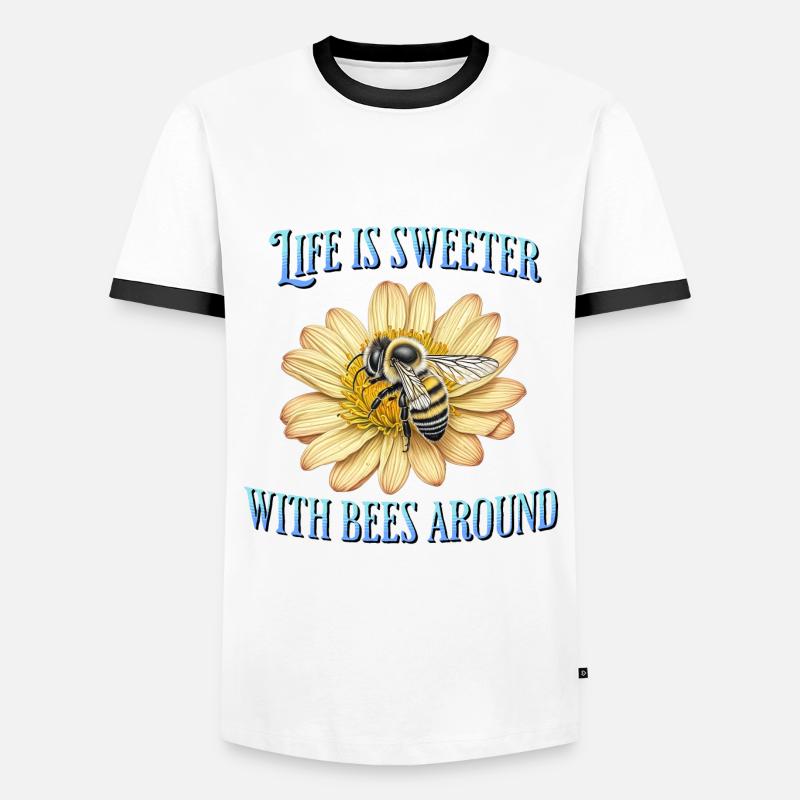 Life is sweeter with bees around - Men's Ringer Shirt - white/black