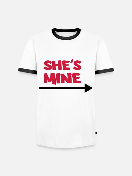 She's mine - T-shirt contrasté Homme - blanc/noir
