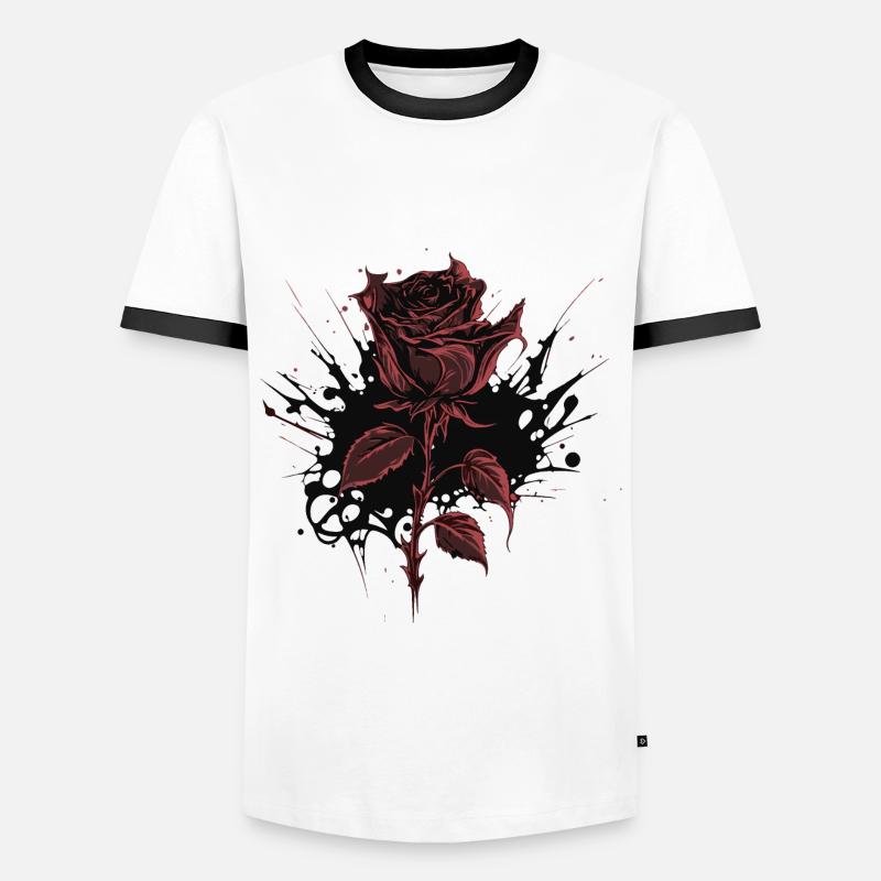 Rote Rose Goth Gothic - Männer Kontrast-T-Shirt - Weiß/Schwarz