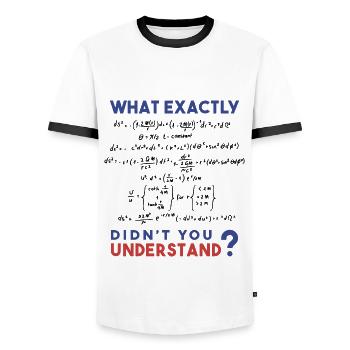 Blague de formule de physique - T-shirt contrasté Homme - blanc/noir - Devant - AI Model Female 172 light (172cm) & AI Model Male 178 dark (178cm)
