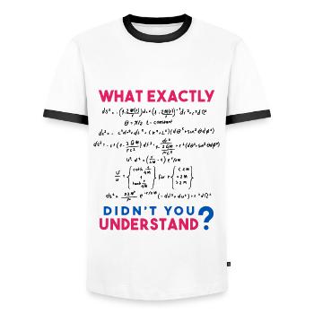 Physics and Math formula Joke - Men's Ringer Shirt - white/black - Front - AI Model Female 172 light (172cm) & AI Model Male 178 dark (178cm)