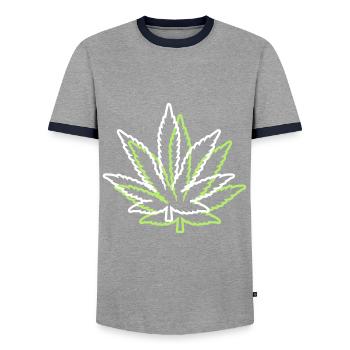 kush weed cannabis blatt symbol hanf - Männer Kontrast-T-Shirt - Grau/Navy  - Vorne - AI Model Female 172 light (172cm) & AI Model Male 178 light (178cm)