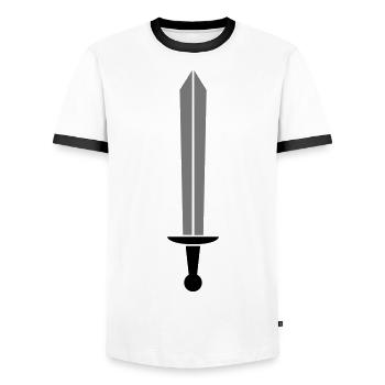 bichrome sword - Men's Ringer Shirt - white/black - Front - AI Model Female 172 light (172cm) & AI Model Male 178 dark (178cm)