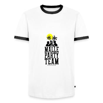 Malle Party Team Urlaub Mallorca - Männer Kontrast-T-Shirt - Weiß/Schwarz - Vorne - AI Model Female 172 light (172cm) & AI Model Male 178 dark (178cm)