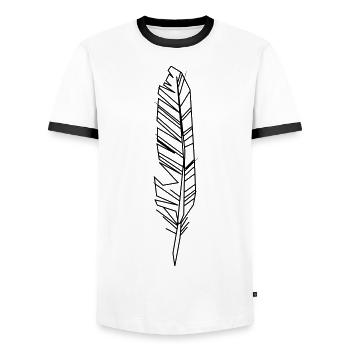 feder - Männer Kontrast-T-Shirt - Weiß/Schwarz - Vorne - AI Model Female 172 light (172cm) & AI Model Male 178 dark (178cm)