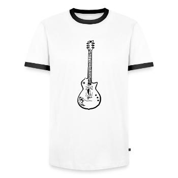 E-Gitarre Silhouette, Schwarzes Design, Musik - Männer Kontrast-T-Shirt - Weiß/Schwarz - Vorne - AI Model Female 172 light (172cm) & AI Model Male 178 dark (178cm)