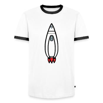 Vecteur de vol spatial spatial de fusée spatiale - T-shirt contrasté Homme - blanc/noir - Devant - AI Model Female 172 light (172cm) & AI Model Male 178 dark (178cm)