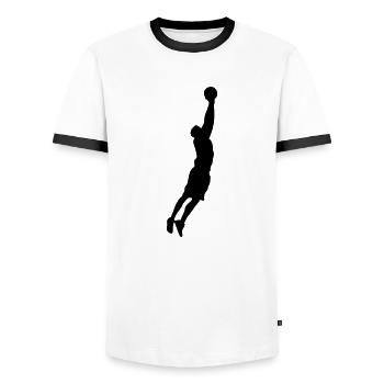 Basketball Silhouette - Men's Ringer Shirt - white/black - Front - AI Model Female 172 light (172cm) & AI Model Male 178 dark (178cm)