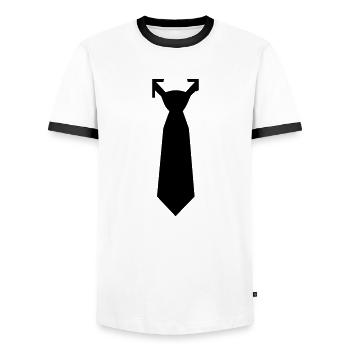 Tie - Men's Ringer Shirt - white/black - Front - AI Model Female 172 light (172cm) & AI Model Male 178 dark (178cm)