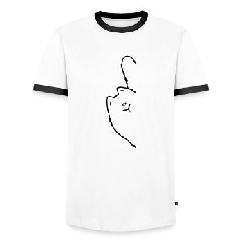 Schräge Katze - Männer Kontrast-T-Shirt - Weiß/Schwarz - Vorne - AI Model Female 172 light (172cm) & AI Model Male 178 dark (178cm)