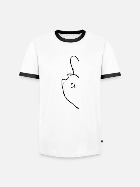 Schräge Katze - Männer Kontrast-T-Shirt - Weiß/Schwarz