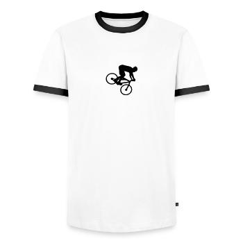 downhill mtb mountain biker - Männer Kontrast-T-Shirt - Weiß/Schwarz - Vorne - AI Model Female 172 light (172cm) & AI Model Male 178 dark (178cm)