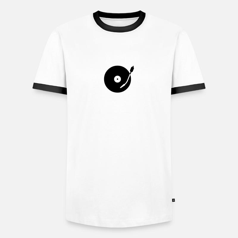 turntable - Männer Kontrast-T-Shirt - Weiß/Schwarz
