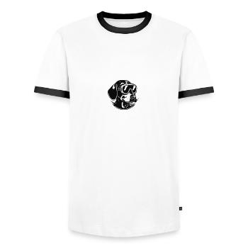 Scuba Dachshund no1 - T-shirt contrasté Homme - blanc/noir - Devant - AI Model Female 172 light (172cm) & AI Model Male 178 dark (178cm)