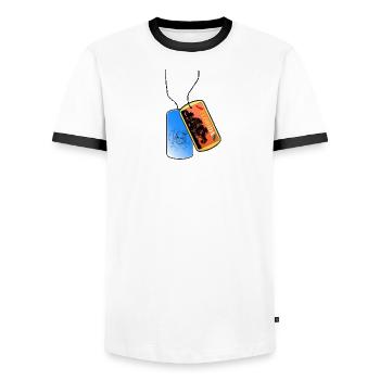 Erkennungsmarke FLORIDA Astronaut Strand Space - Männer Kontrast-T-Shirt - Weiß/Schwarz - Vorne - AI Model Female 172 light (172cm) & AI Model Male 178 dark (178cm)