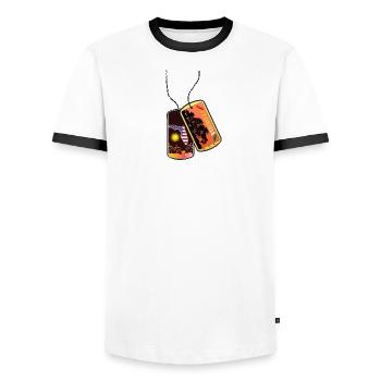 Erkennungsmarke FLORIDA Strand Florida - Männer Kontrast-T-Shirt - Weiß/Schwarz - Vorne - AI Model Female 172 light (172cm) & AI Model Male 178 dark (178cm)