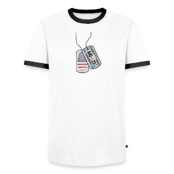 Erkennungsmarke NEW YORK Fingerabdruck USA - Männer Kontrast-T-Shirt - Weiß/Schwarz - Vorne - AI Model Female 172 light (172cm) & AI Model Male 178 dark (178cm)