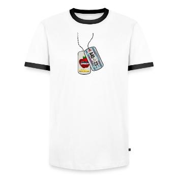 Dog tag NEW YORK Big Apple USA - Men's Ringer Shirt - white/black - Front - AI Model Female 172 light (172cm) & AI Model Male 178 dark (178cm)