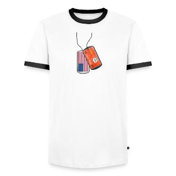 Plaque d’identité California Flag USA - T-shirt contrasté Homme - blanc/noir - Devant - AI Model Female 172 light (172cm) & AI Model Male 178 dark (178cm)
