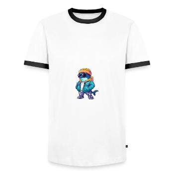 Dolphin Winter - Men's Ringer Shirt - white/black - Front - AI Model Female 172 light (172cm) & AI Model Male 178 dark (178cm)