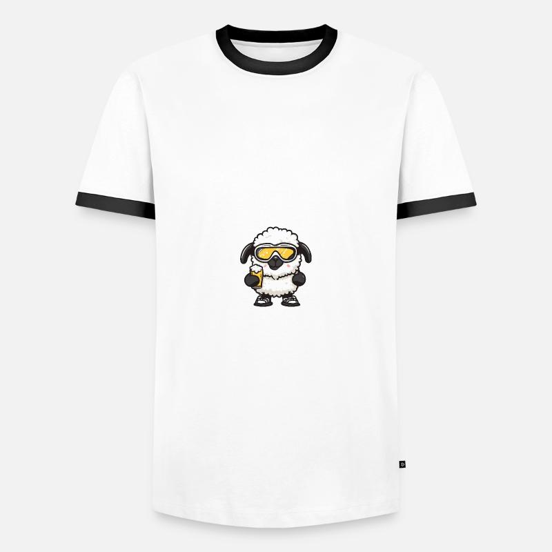 Schaf Apres Ski Bier Comic - Männer Kontrast-T-Shirt - Weiß/Schwarz