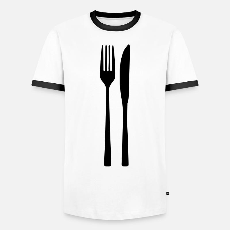 Knife Fork - Spoon fork - Men's Ringer Shirt - white/black