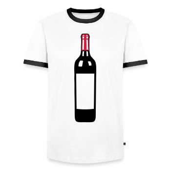 red wine bottle wine bottle plonk - Men's Ringer Shirt - white/black - Front - AI Model Female 172 light (172cm) & AI Model Male 178 dark (178cm)