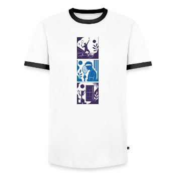 TENNIS WORLD - Tennis II généré par IA - T-shirt contrasté Homme - blanc/noir - Devant - AI Model Female 172 light (172cm) & AI Model Male 178 dark (178cm)