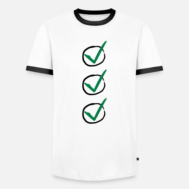 Three Checkmarks - Männer Kontrast-T-Shirt - Weiß/Schwarz