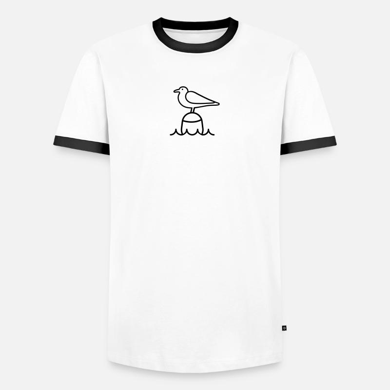 Möwe Moin - Männer Kontrast-T-Shirt - Weiß/Schwarz