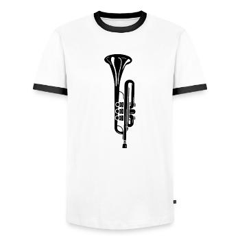 Trompete Musik Music - Männer Kontrast-T-Shirt - Weiß/Schwarz - Vorne - AI Model Female 172 light (172cm) & AI Model Male 178 dark (178cm)