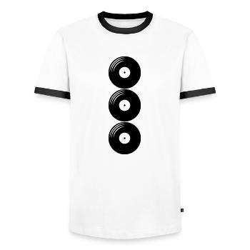 3 disques vinyles - T-shirt contrasté Homme - blanc/noir - Devant - AI Model Female 172 light (172cm) & AI Model Male 178 dark (178cm)
