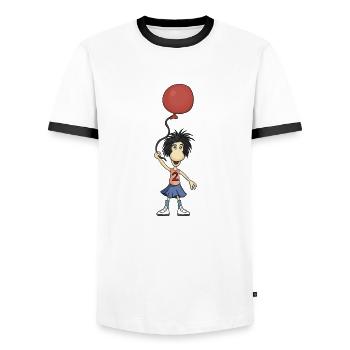 MINNI NOSE - Men's Ringer Shirt - white/black - Front - AI Model Female 172 light (172cm) & AI Model Male 178 dark (178cm)
