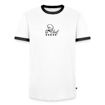 Le Chef - T-shirt contrasté Homme - blanc/noir - Devant - AI Model Female 172 light (172cm) & AI Model Male 178 dark (178cm)