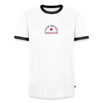 Singapour - T-shirt contrasté Homme - blanc/noir - Devant - AI Model Female 172 light (172cm) & AI Model Male 178 dark (178cm)
