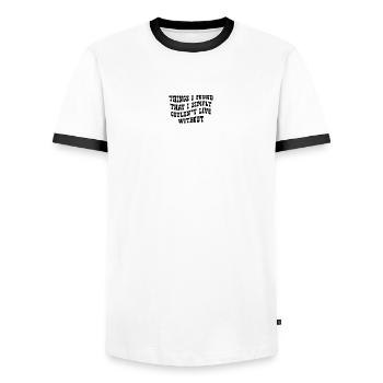 Things I Found That I Simply Couldn't Live Without - Men's Ringer Shirt - white/black - Front - AI Model Female 172 light (172cm) & AI Model Male 178 dark (178cm)