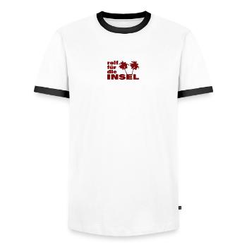 READY FOR THE ISLAND - Men's Ringer Shirt - white/black - Front - AI Model Female 172 light (172cm) & AI Model Male 178 dark (178cm)
