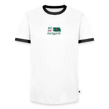 Nous sommes le Bangladesh - T-shirt contrasté Homme - blanc/noir - Devant - AI Model Female 172 light (172cm) & AI Model Male 178 dark (178cm)