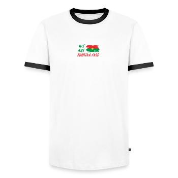 Nous sommes le Burkina Faso - T-shirt contrasté Homme - blanc/noir - Devant - AI Model Female 172 light (172cm) & AI Model Male 178 dark (178cm)