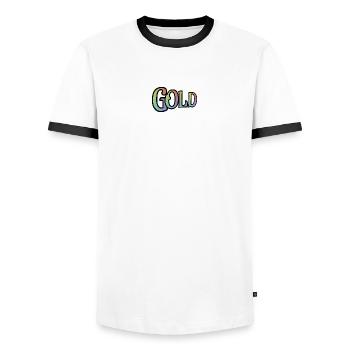 OR - avec les couleurs de l’arc-en-ciel - T-shirt contrasté Homme - blanc/noir - Devant - AI Model Female 172 light (172cm) & AI Model Male 178 dark (178cm)